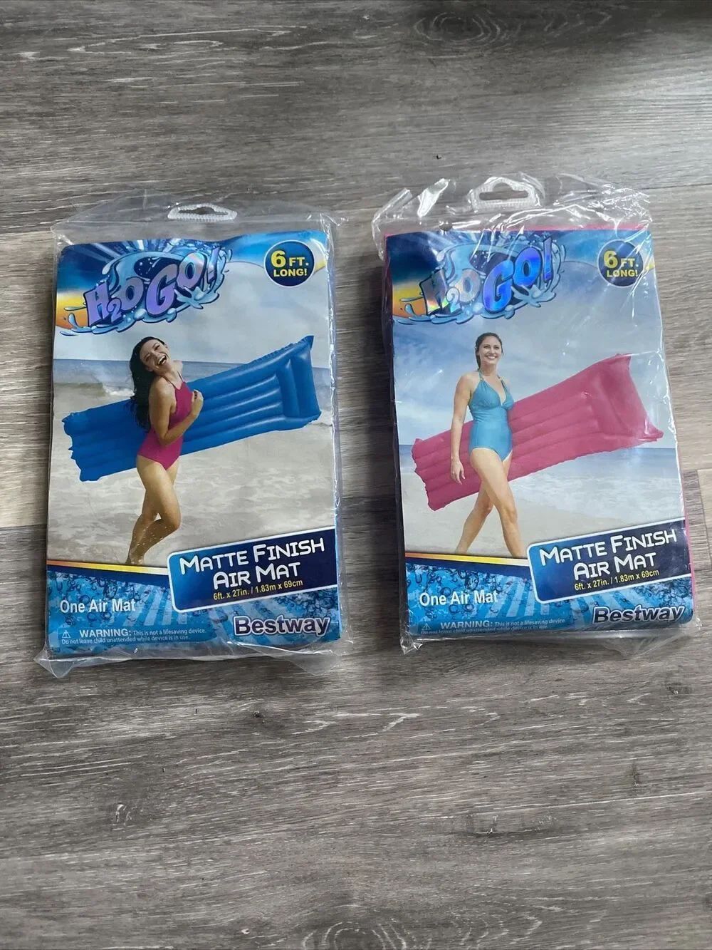 H2O GO Inflatable Air Mattress Blue Lounge Large Floating Camping 6 feet Travel